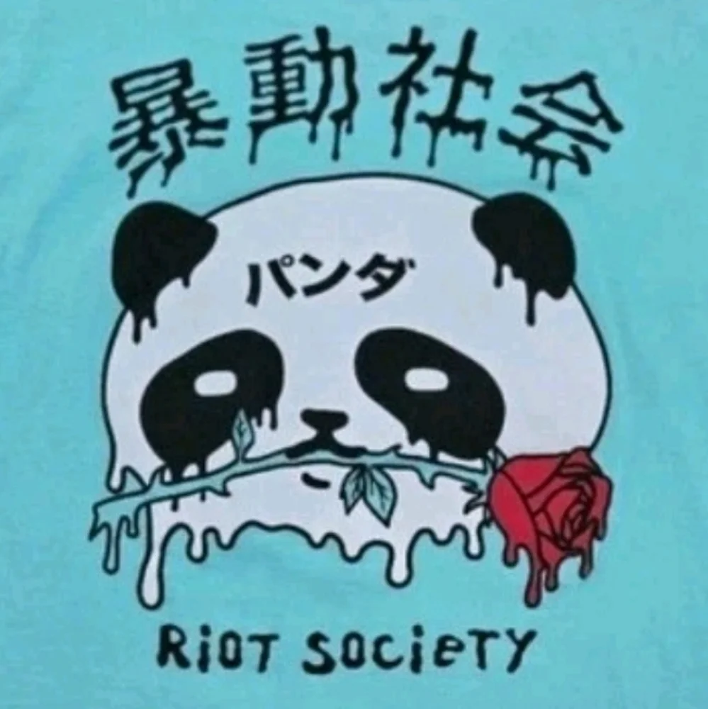 Riot Society Melting Panda Rose Graphic Tee Aqua Blue Youth Size M StreetwearEUC - Picture 1 of 4